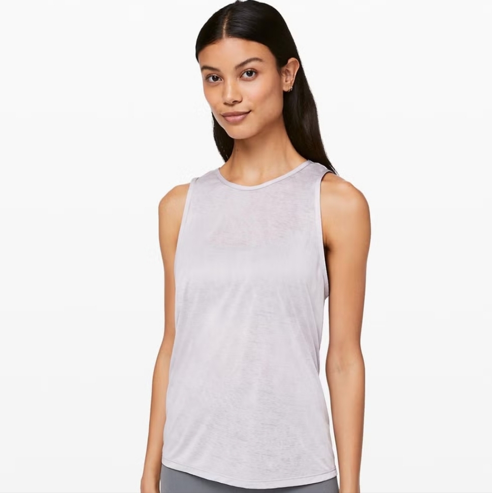 Lululemon Soul Stride Tank in a light purple color known as Iced Iris